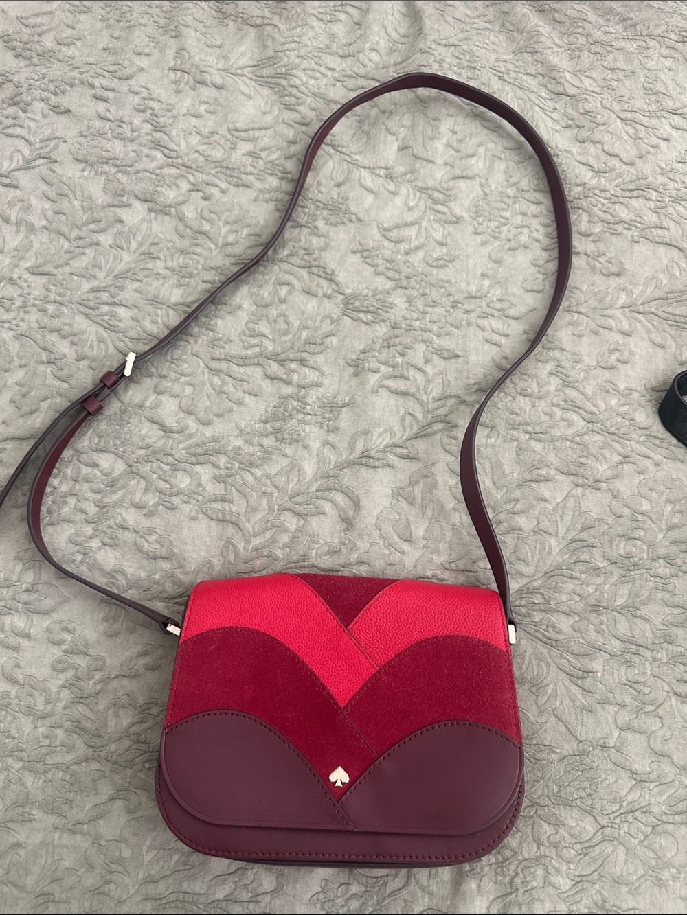 kate spade Burgundy Leather & Suede Crossbody Bag